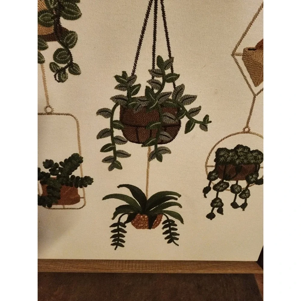 BP Home Textile Embroidered Woven Potted Plant Wall Art 28x18 Inch